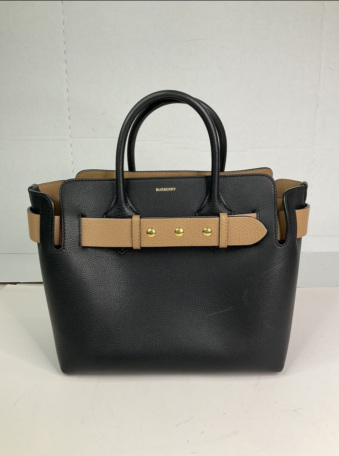 Burberry Black Medium Triple Stud Tote Handbag Purse