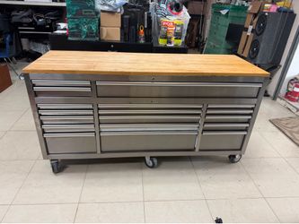 Husky 72” Heavy Duty Mobile Workbench Tool Chest with Hardwood Top