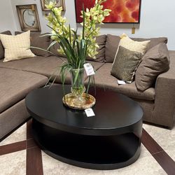 Noir Eclipse Contemporary Oval Coffee Table In Black Steel