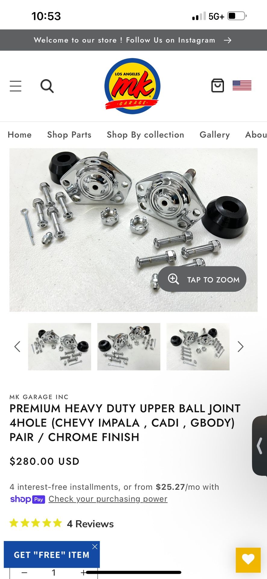 Chrome 4 Hole Upper Ball Joints