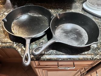 2 Used Cast Iron Skillet 12” And 10” 