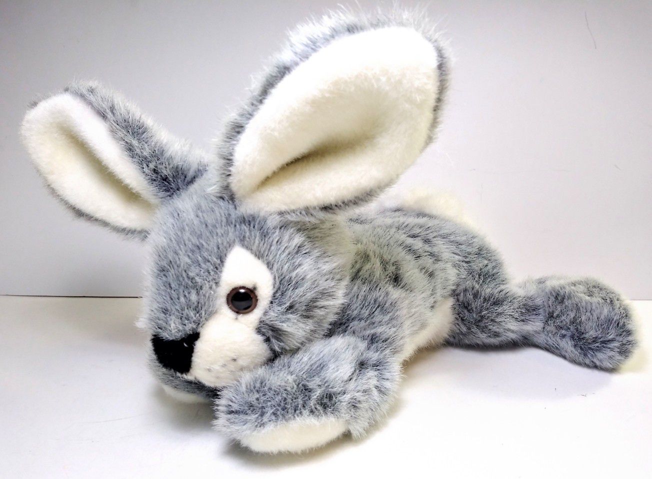A&A Plush Inc Gray White Realistic Bunny Rabbit Stuffed Animal Floppy Easter Toy