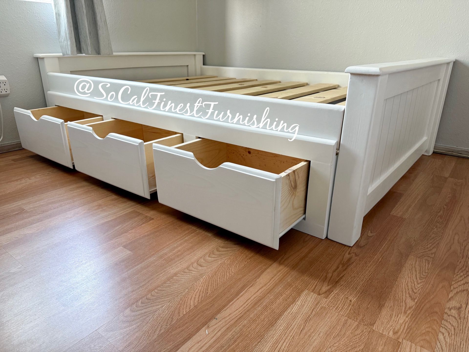 White Full Bed Frame With Drawers