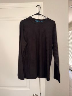 Mens large Perry Ellis Black Ribbed Long Sleeve Shirt