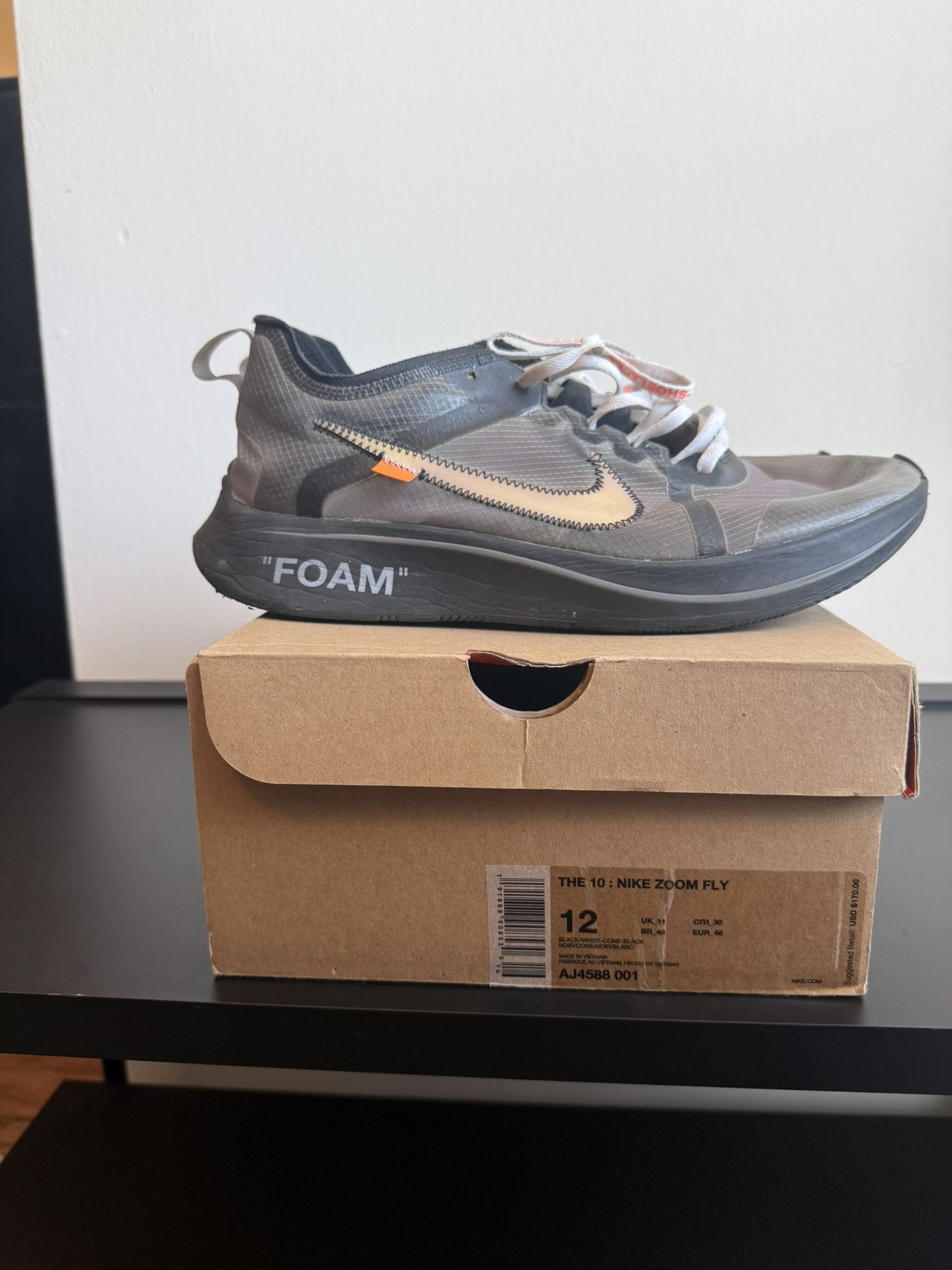 Nike x Off-White “The Ten” Zoom Fly – Black – Size 12 – Rare Collaboration