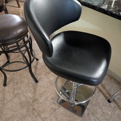🪑 Modern Black Adjustable Bar Stool with Chrome Base