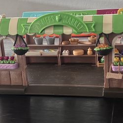 Lil Woodzeez Hoppin Farmers Market Store Playset with  Food Accessories 