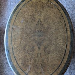 Free Inlaid Burl And Walnut Oval Coffee Table