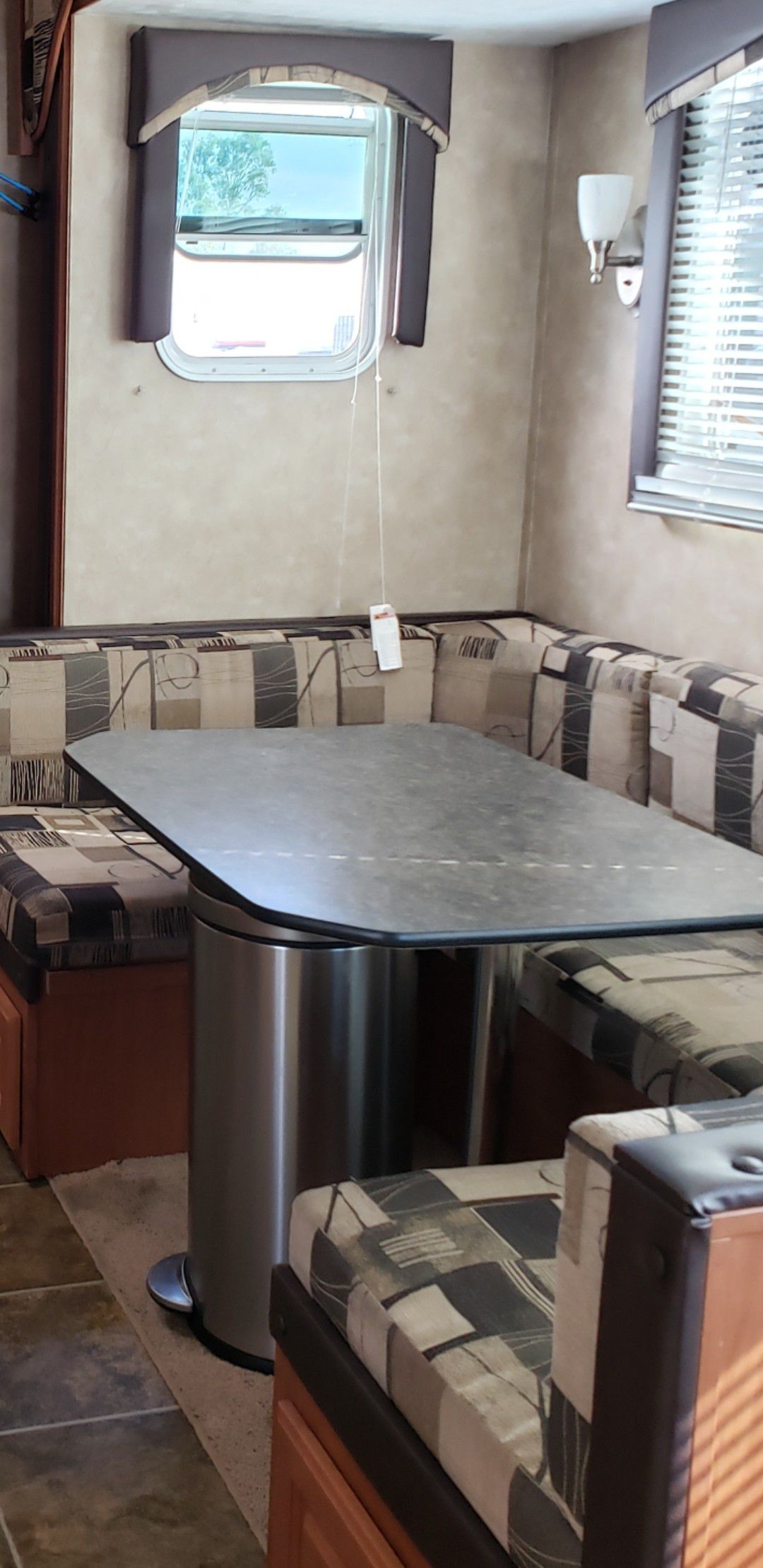 RV KITCHEN TABLE AN HORSE BENCH 7FOOT 3 inches long turns into bed also