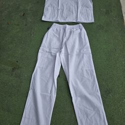 Scrubs For Nurses 2  Pc.set White Color New With Tags Cotton  We Carry All Sizes 