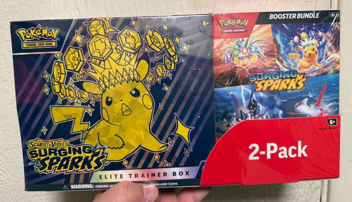 Selling/trading My Surging Sparks 2 Pack Etb + Booster Bundle $120