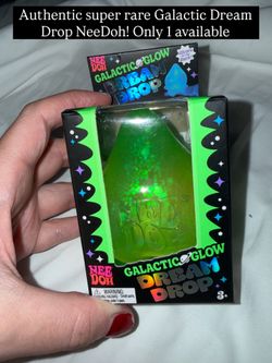 Authentic Rare NeeDoh Galactic Glow Dream Drop - Neon Green