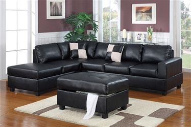 New! Black Leather Sectional w/Pillows & Ottoman $39 Down (NO CREDIT CHECK FINANCING)