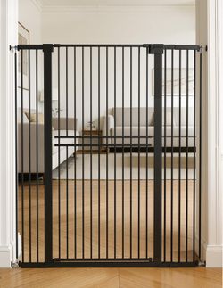 55" Extra Tall Pet Gate For Cat/Dog, 31.5-48" Wide Auto Close Tall Cat Gate With 25.6" Wide Walk-Thru Door Opening