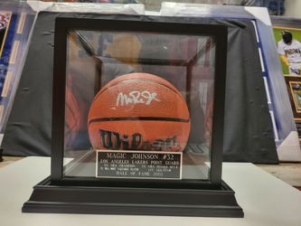 Lakers Magic Johnson Signed, Beckett-Certified Basketball in Premium Display Case w/ Nameplate