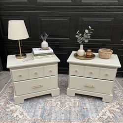 Pair Of Cream & Gold Nightstands 