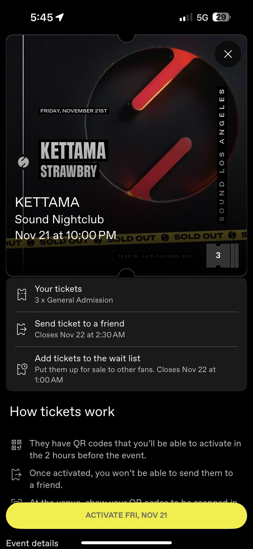 KETTAMA SOUND TICKET (1 TICKET) 11/21/25