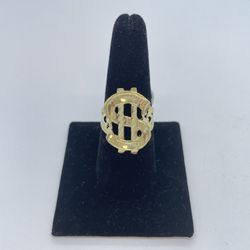 Gold Ring Dollar Sign 10K New 
