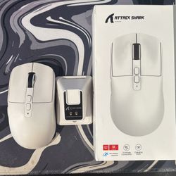 Attack Shark X6 Wireless Gaming Mouse White PAW3395 w/ RGB Charging Dock