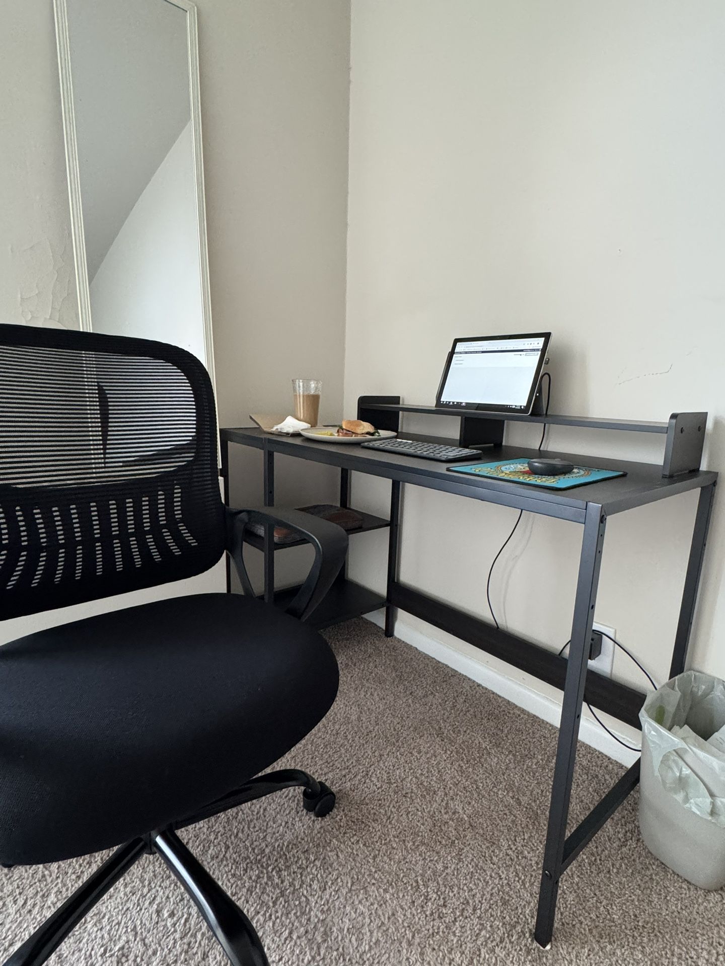 47” Black Computer Desk with Shelves