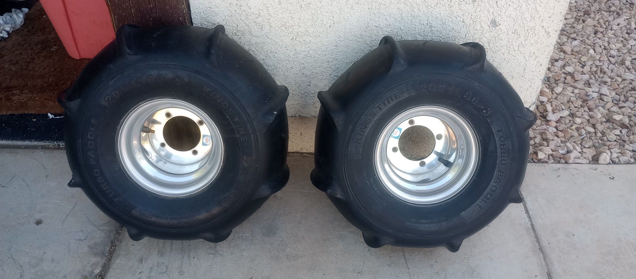Pair Of Four Lug Douglas Wheels,Kings Tire,Turbo Paddles