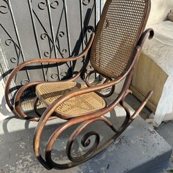 1970’s Bend Wood Cane Rocking Chair. 