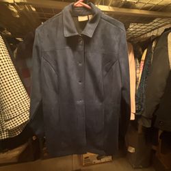 Blue Suade Shirt/jacket/size Lg