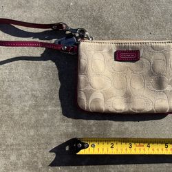 Coach Wristlet Canvas with Patent Leather Trim