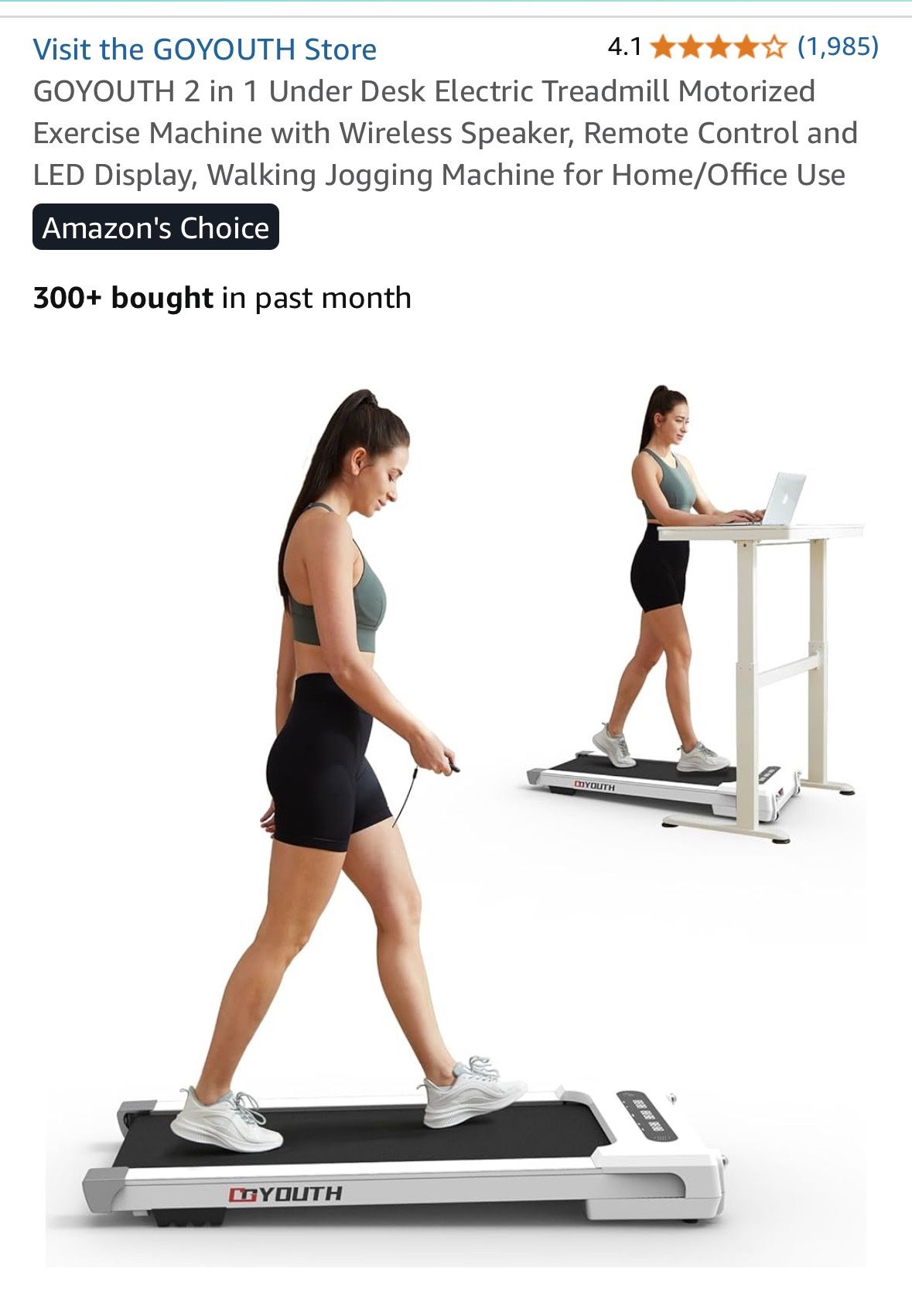 Exercise Treadmill Low Profile Slim Under Desk Or Bed Stand Up