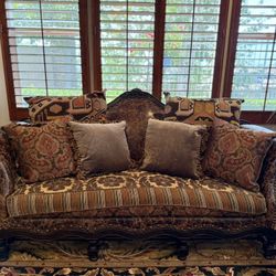Custom Upholstered Sofa – Designer Mixed-Fabric Statement Piece