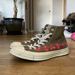 Khaki Converse x CDG Play Shoes