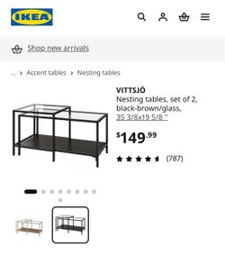 IKEA VITTSJÖ Nesting Tables – Black-Brown/Glass