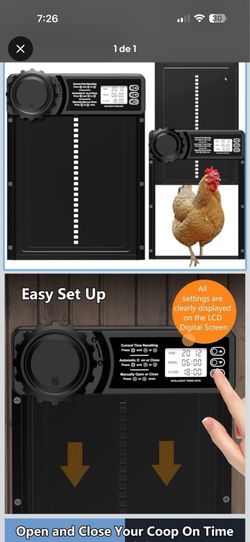 Automatic Chicken Coop Door LCD Screen Timer Easy Set Up Timed Opening Closing