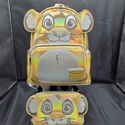 SOLD OUT!!! Loungefly Disney 100th Platinum Anniversary Lion King Simba Backpack And Wallet Combo