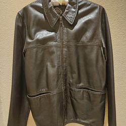 Enjoy Leather Wear Long Sleeve Full Zip Lamb Leather Brown / Size Medium