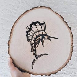 Pyrography Sailfish Art Handmade 