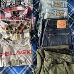 Men’s Shirts L-xl Pants 34x32 36x34 Levi’s Hat 71/4 All For $60