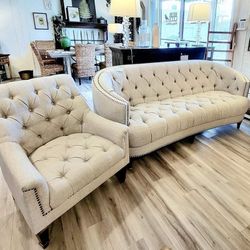 Tufted Sofa and Loveseat 