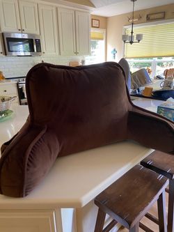 Brown Backrest Reading Pillow with Arms