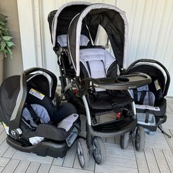 Double Stroller With Car seats And Bases Baby Trend