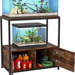 VANVERB Fish Tank Stand for 20-29 Gallon Aquarium, Heavy Duty Metal Wood Aquarium Stand with Cabinet Accessories Storage ( Tank Excluded )