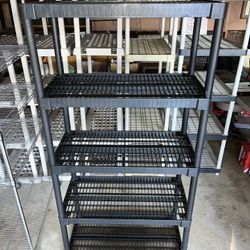 5 Tier Plastic Adjustable Garage Storage Shelving Unit in Black (36in. W x 72in. H x 18in. D) 