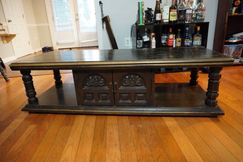 Vintage TV Stand And End Table. Solid Wood