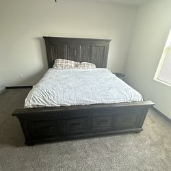 KING SIZE BED (mattress Not Included) With Dresser W/mirror