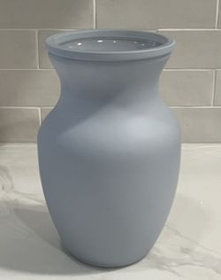 Baby Blue Colored Frosted Glass Flower Vase 8” Summer Decor Baby Shower Wedding