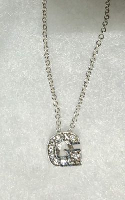 Eli K sterling silver & cz G initial necklace