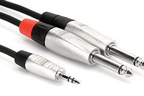 Hosa HMP006Y , Pro Stereo Breakout REAN 3.5 mm TRS to Dual 1/4 in TS - 6FT