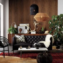 Crate & Barrel 2 - Genuine Leather Tufted Sofa