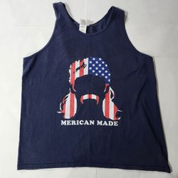 Gildan Brand NAVY BLUE 'MERICAN MADE' Shirt Men's XL Used Free Shipping Blemish