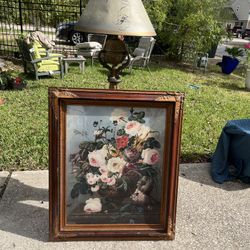 Large Antique Pairing In Gold Frame